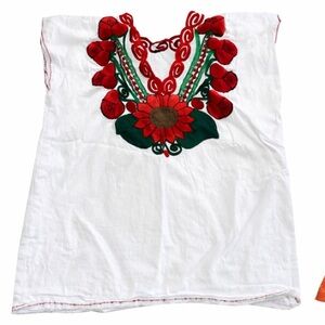 Unbranded Handmade Mexican Embroidered Floral Blouse Top Size See Description